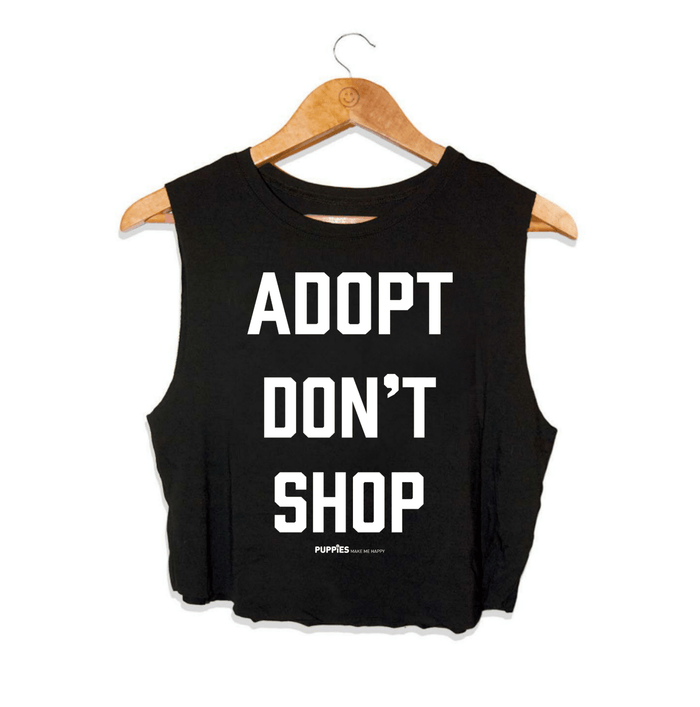 Adopt Don't Shop Crop Top in black