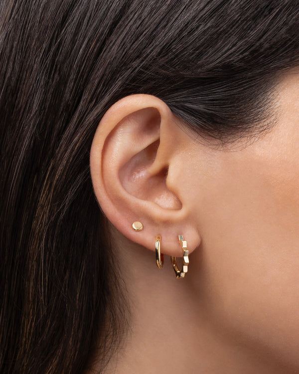 Aretes de botón de disco pequeño en oro de 14K, foto 2