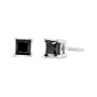 1 to 4 Ct. T.W. Princess-Cut Treated Black Diamond Classic 4-Prong Stud Earrings in 14K White Gold, photo 2