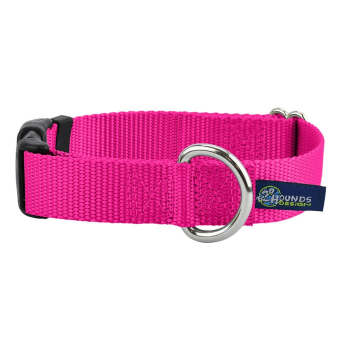 Collar para perro de nailon rosa intenso, 5/8 pulg. y 1 pulg. de ancho, foto 1
