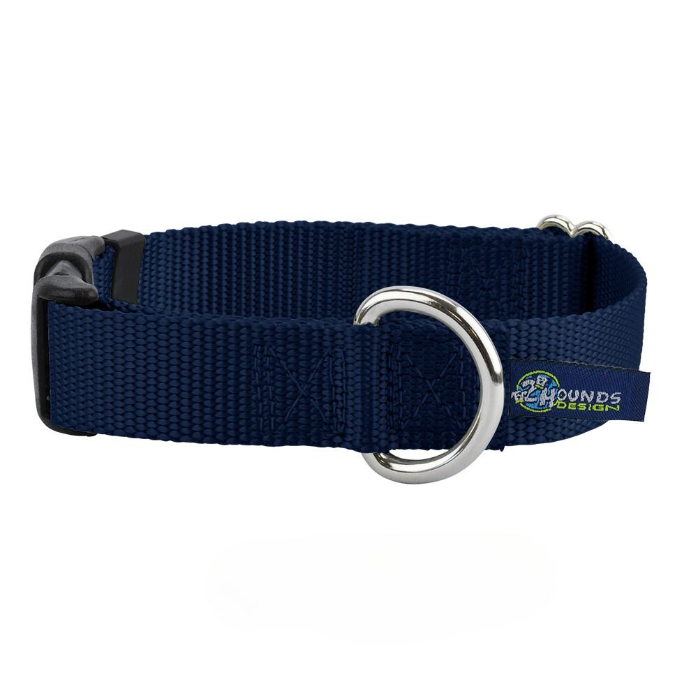 Collar para perro de nailon azul marino, 5/8 pulg. y 1 pulg. de ancho, foto 1