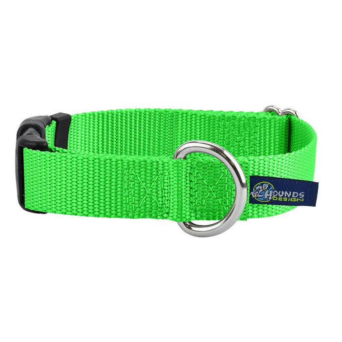 Collar para perro de nailon verde neón, 5/8 pulg. y 1 pulg. de ancho, foto 1