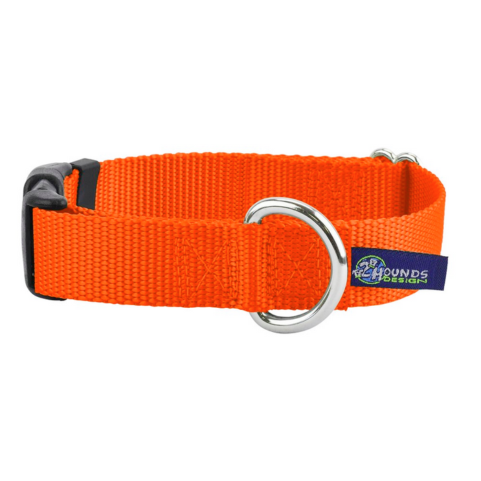 Collar para perro de nailon naranja neón, 5/8 pulg. y 1 pulg. de ancho, foto 1