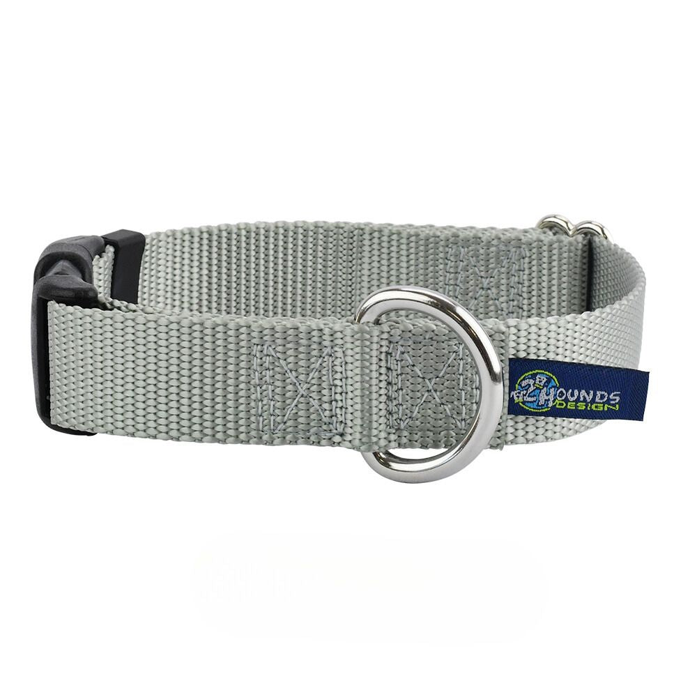 Collar para perro de nailon plateado, 5/8 pulg. y 1 pulg. de ancho, foto 1