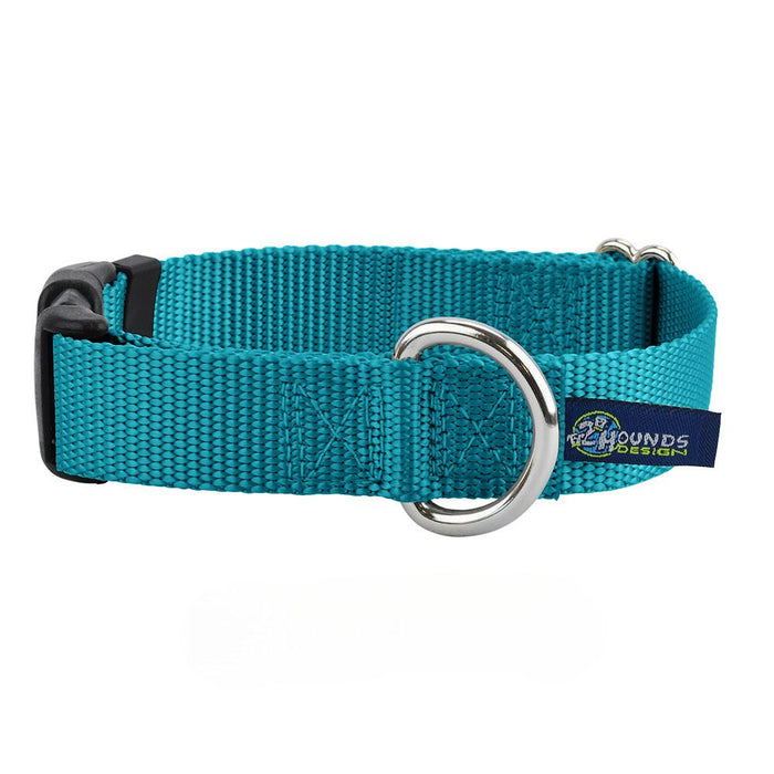 Collar para perro de nailon verde azulado, 5/8 pulg. y 1 pulg. de ancho, foto 1