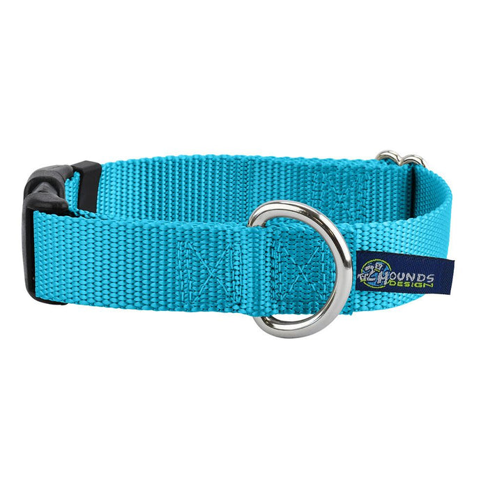 Collar para perro de nailon turquesa, 5/8 pulg. y 1 pulg. de ancho, foto 1