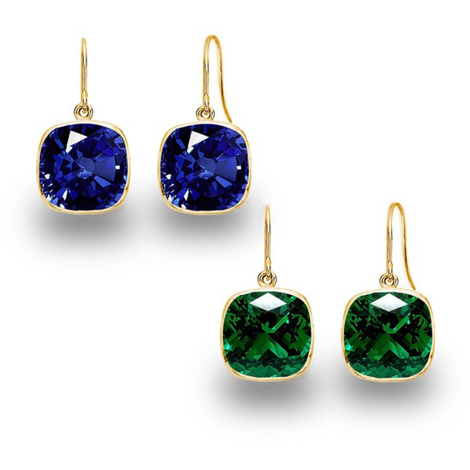 5.00 CTW Lab-Created Sapphire and Emerald Drop Earring Set, photo 1