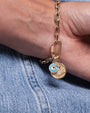 Pulsera de eslabones abiertos grandes con mosquetón en oro de 14K, foto 3