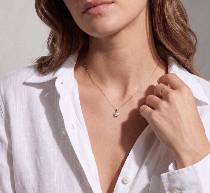 Dije de diamante en bisel grande en oro de 14K, foto 2