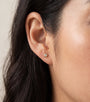 14K Gold Bezel Diamond Stud Earrings, photo 2
