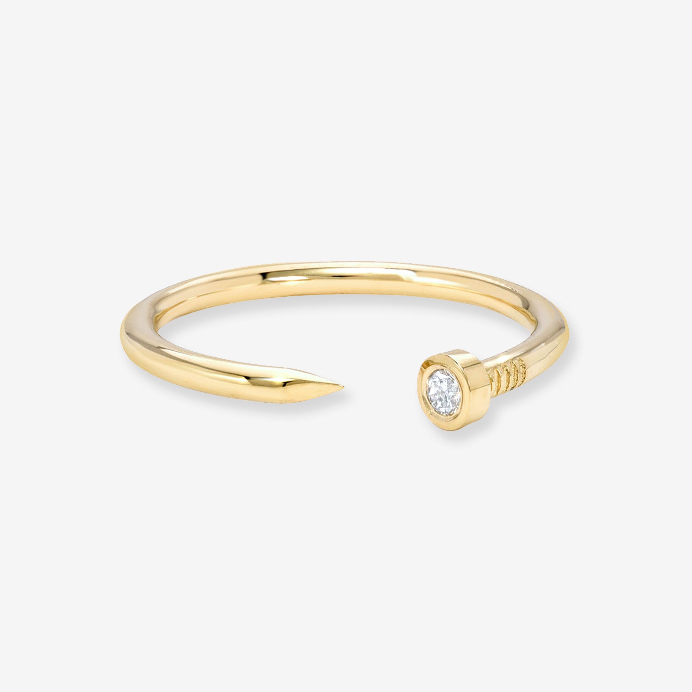 14K Gold Diamond Nail Cuff Ring, photo 1