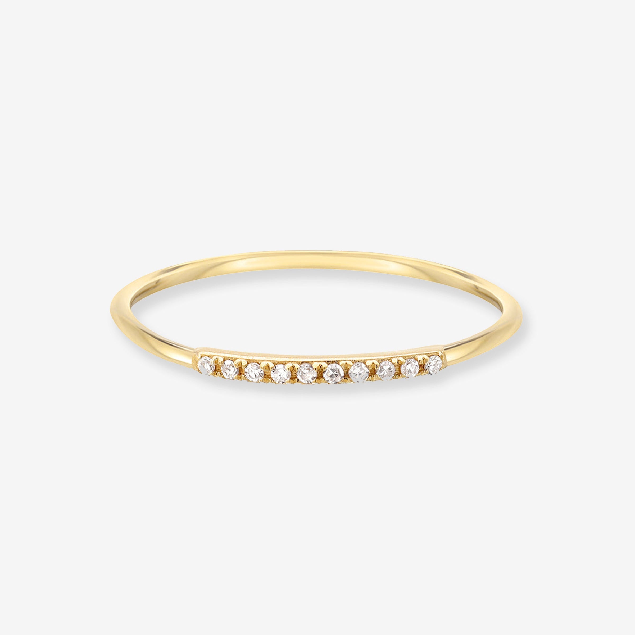 Anillo de segmento con diamantes en oro de 14K, foto 1