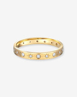 14K Gold Diamond Starburst Ring
