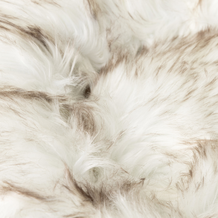 PupPouf Faux Fur Donut Dog Bed, White with Brown Accents, photo 6