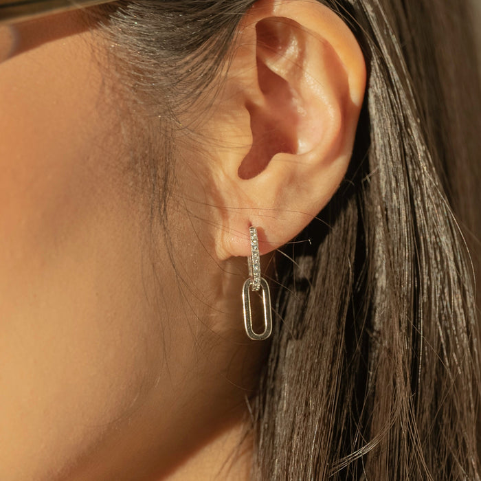 Aretes de aro Baby Paperclip Gem con zirconia cúbica, foto 2