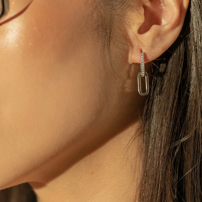 Aretes de aro Baby Paperclip Gem con zirconia cúbica, foto 3