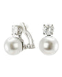 Round Cubic Zirconia and Glass Bead Drop Earrings in Rhodium-Plated Brass, photo 3
