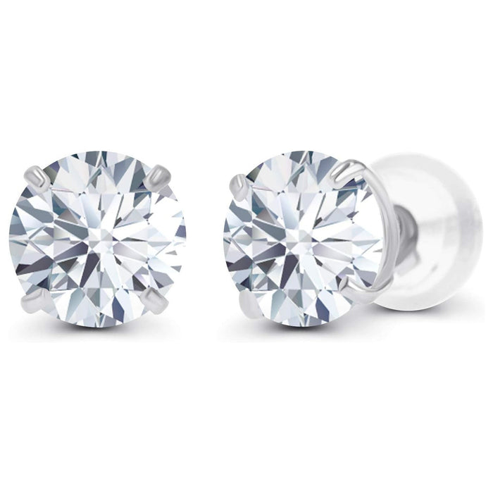 Aretes de botón de 6 mm con diamantes cultivados en laboratorio de 1.50 CTW en oro de 14K, foto 1