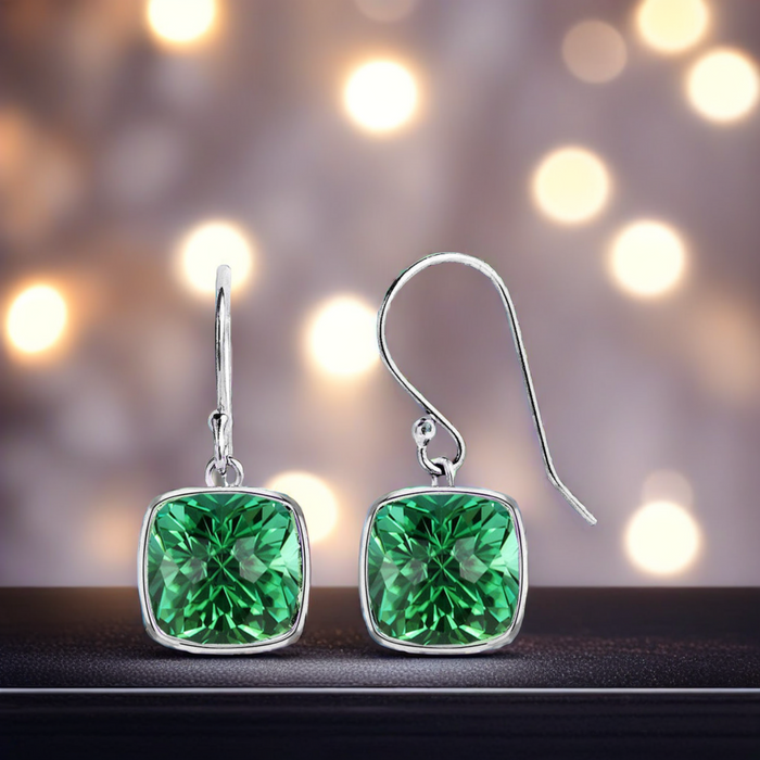 4.50 CTW Lab-Created Emerald Earrings in Sterling Silver, photo 4