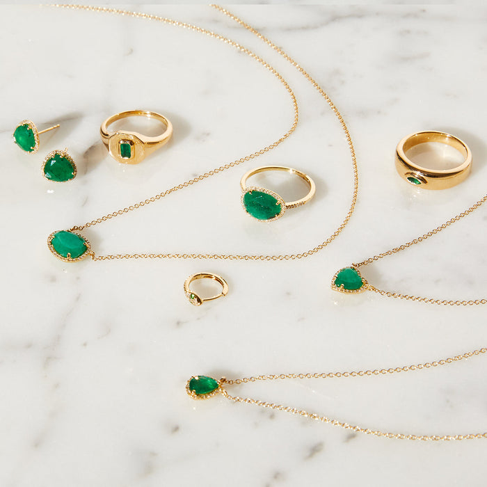14K Gold Diamond Free Form Emerald Necklace, photo 9