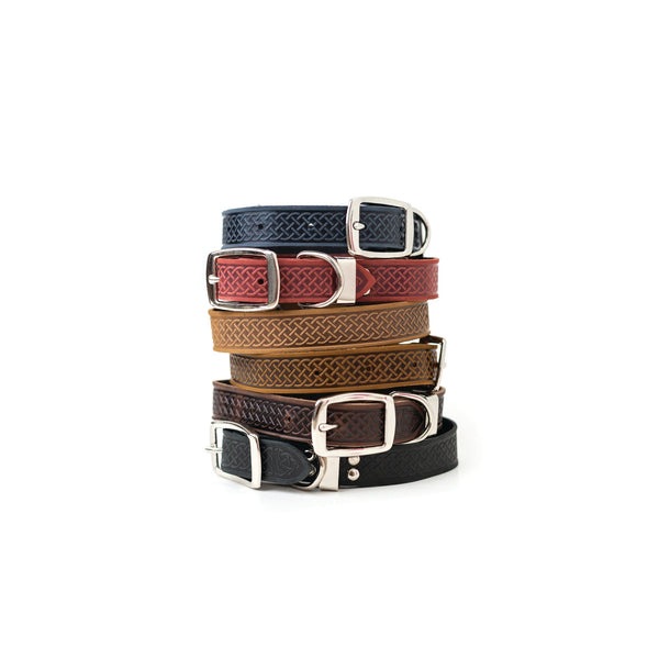 Collar de piel Celtic con doble hebilla para perro