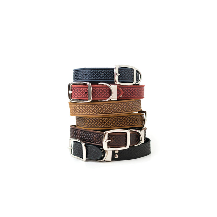 Celtic Double Buckle Leather Dog Collar