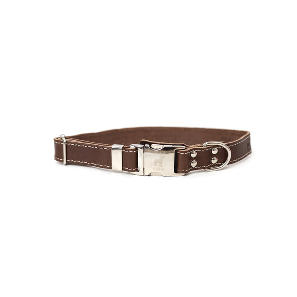 Pro Line Leather Dog Collar with Metal Quick-Release Buckle