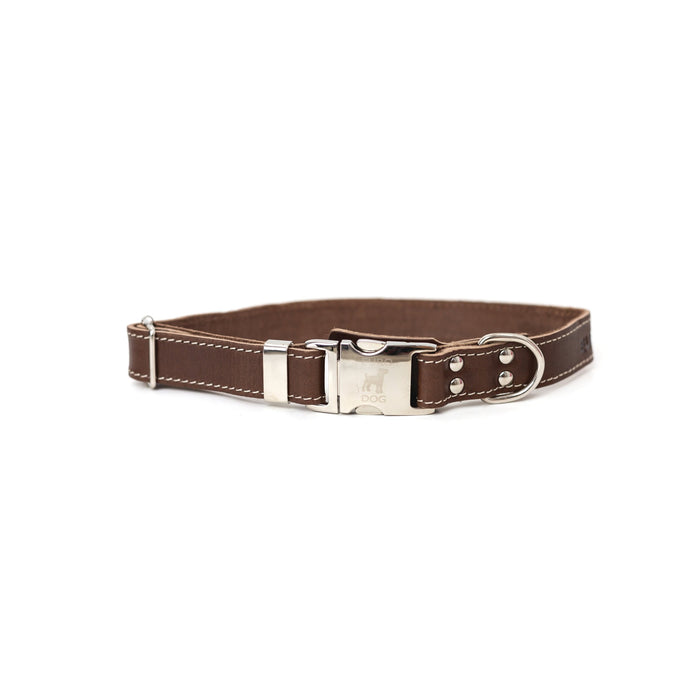 Pro Line Leather Dog Collar with Metal Quick-Release Buckle