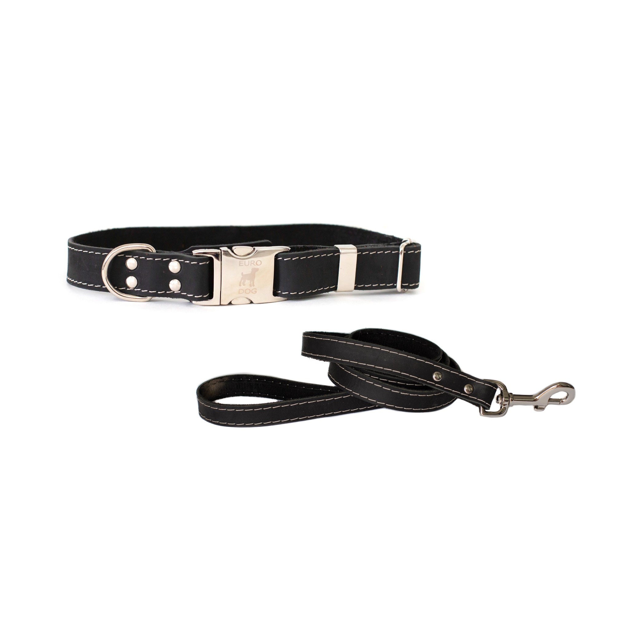Quick-Release Leather Collar and Leash Set