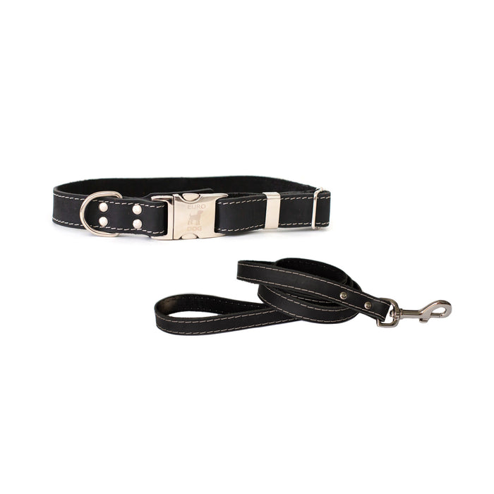 Quick-Release Leather Collar and Leash Set
