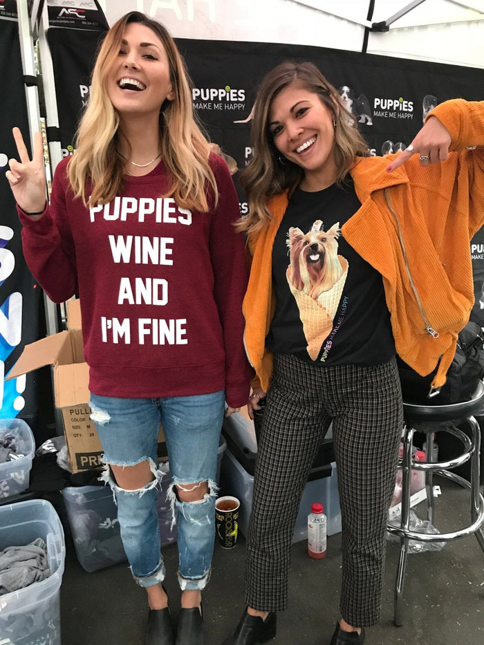 Puppies Wine & I'm Fine Crewneck Sweatshirt