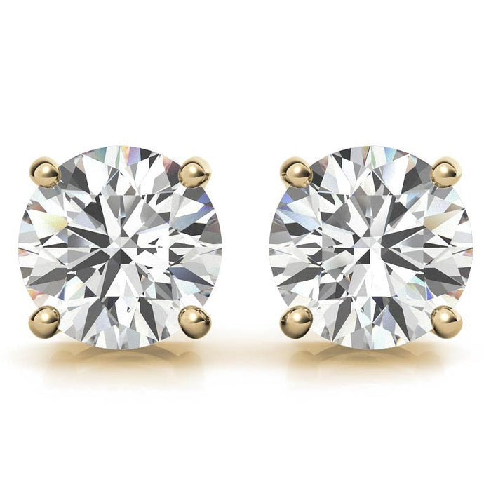 Aretes de botón con diamantes redondos cultivados en laboratorio de 5.00 CTW en oro de 14K, foto 6