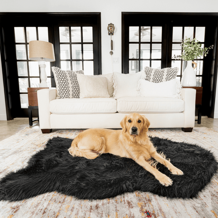 PupRug Curve Faux Fur Orthopedic Dog Bed, Midnight Black, photo 2