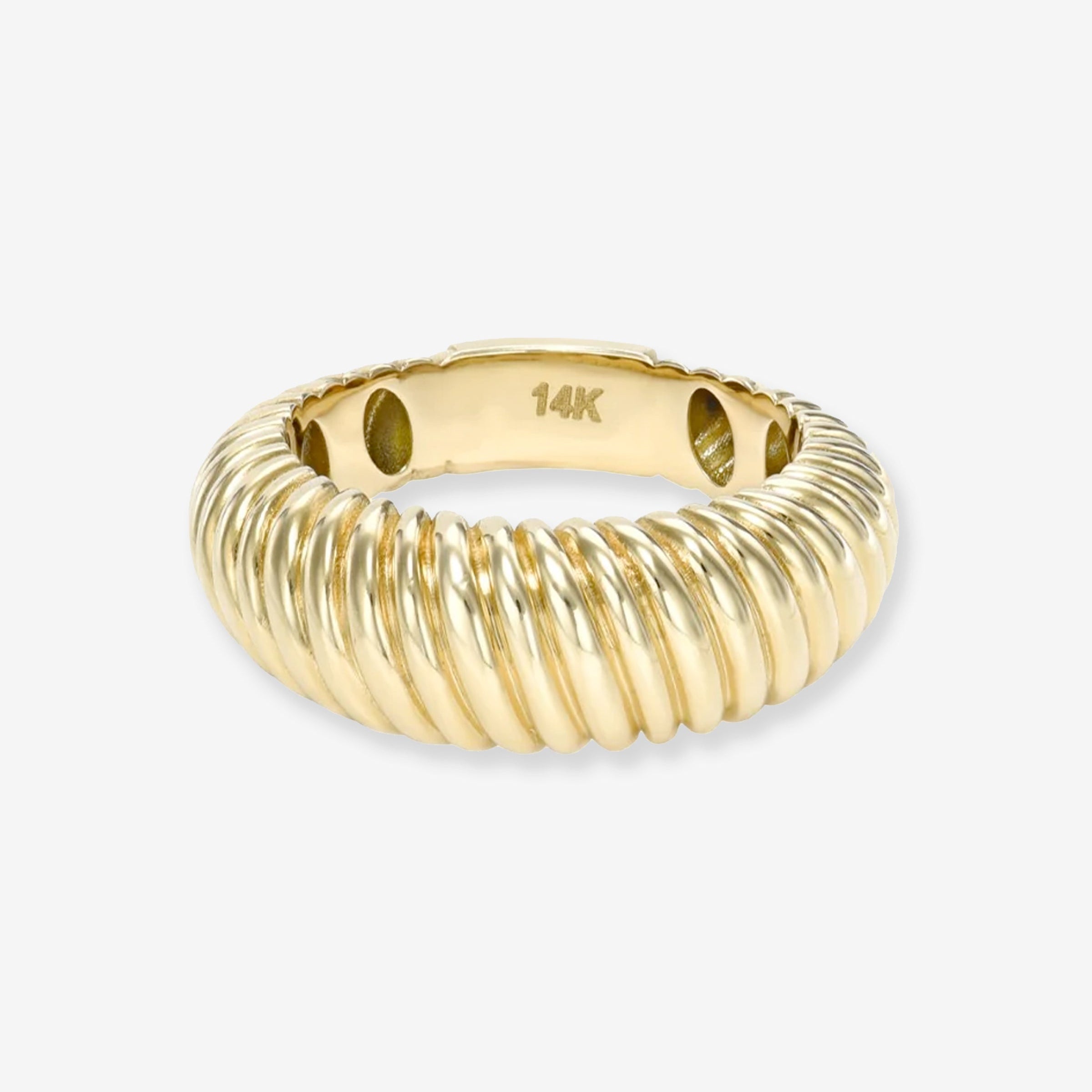14K Gold Ribbed Dome Ring, photo 1