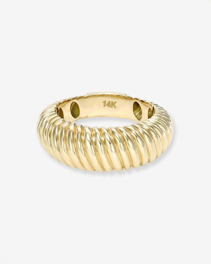 14K Gold Ribbed Dome Ring, photo 1