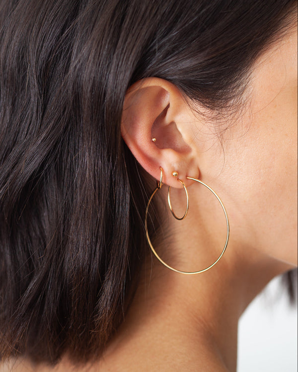 14K Gold Large Thread Hoop Earrings, photo 2