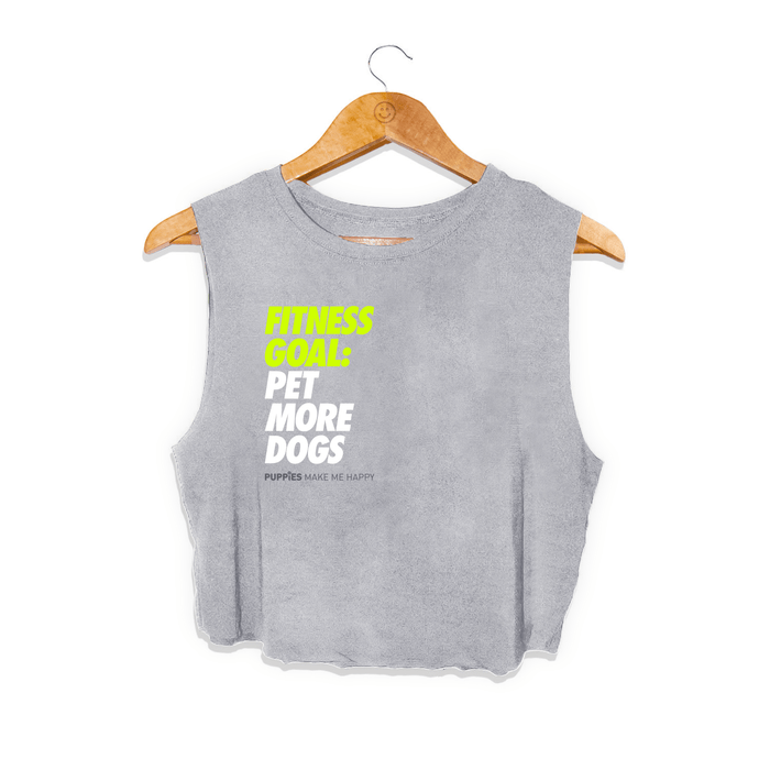 Fitness Goals: Pet More Dogs Crop Top in light grey