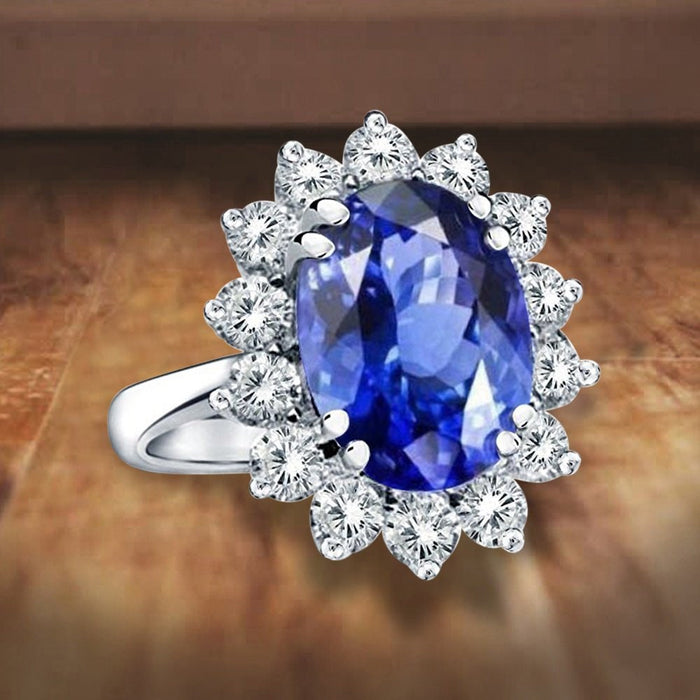 3.00 CTW Lab-Created Sapphire Halo Ring in 14K Gold, photo 8