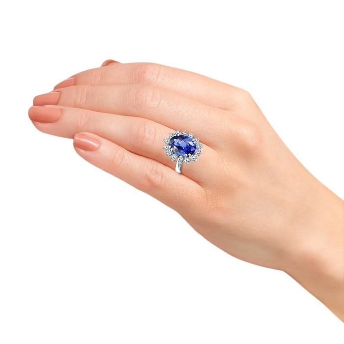 3.00 CTW Lab-Created Sapphire Halo Ring in 14K Gold, photo 3