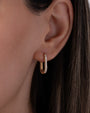 14K Gold Diamond Oval Hoop Earrings, photo 2