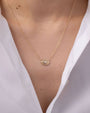14K Gold Diamond Ribbed Evil Eye Necklace, photo 6