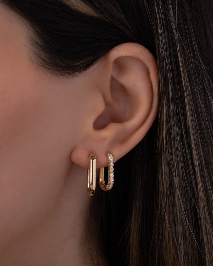 Aretes de aro ovalados gruesos en oro de 14K, foto 4