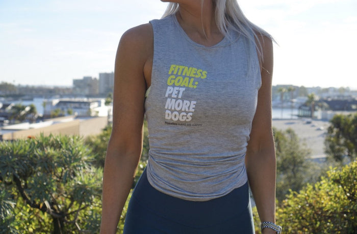 Fitness Goal: Pet More Dogs Sleeveless Tank in sport grey