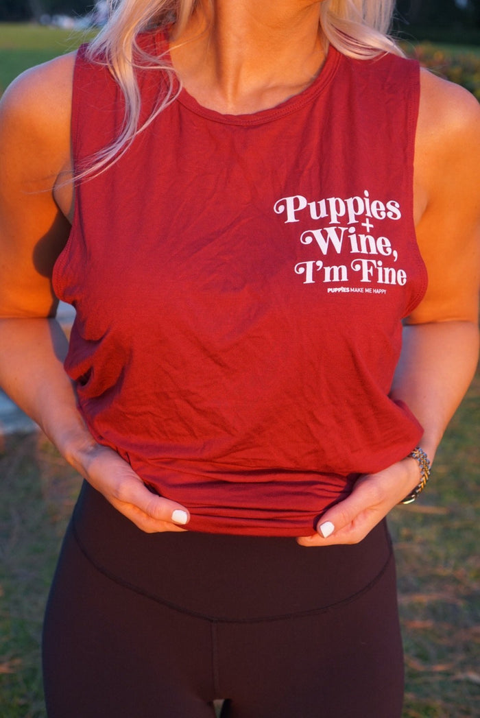 Puppies Wine & I'm Fine 2.0 Women's Sleeveless Tank