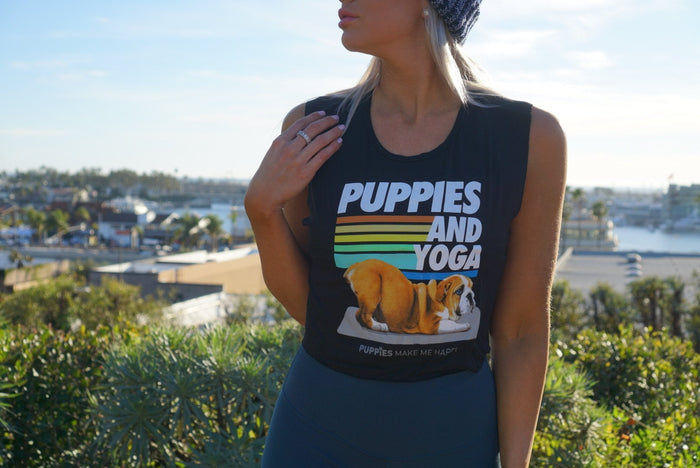 Puppies & Yoga Crop Tank