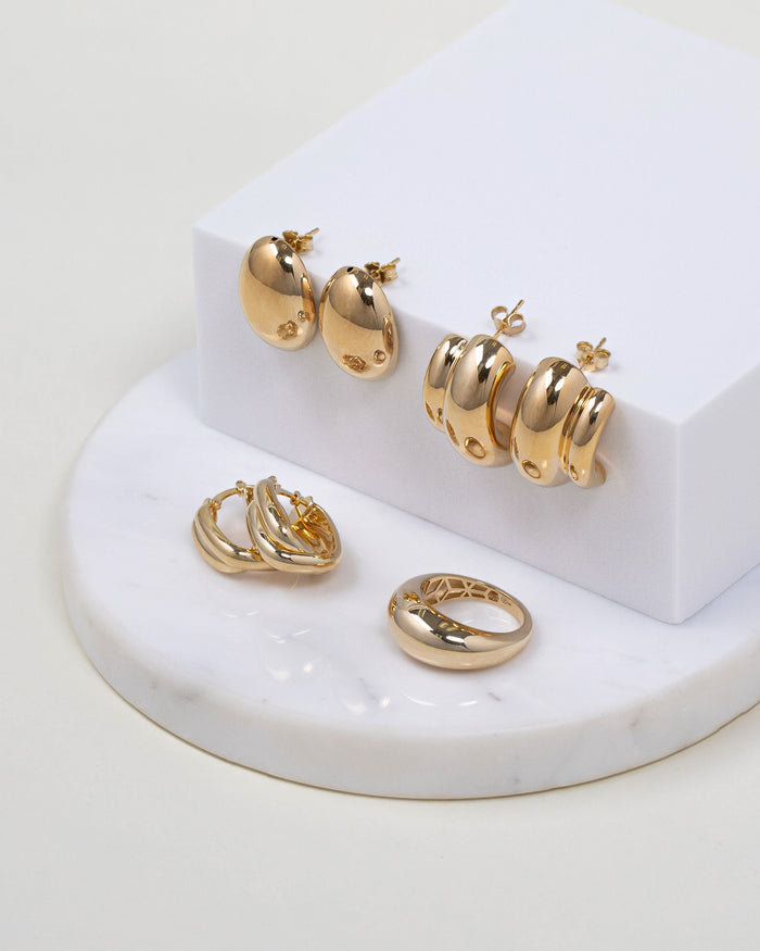 Aretes de aro ovalados de doble torsión en oro de 14K, foto 4