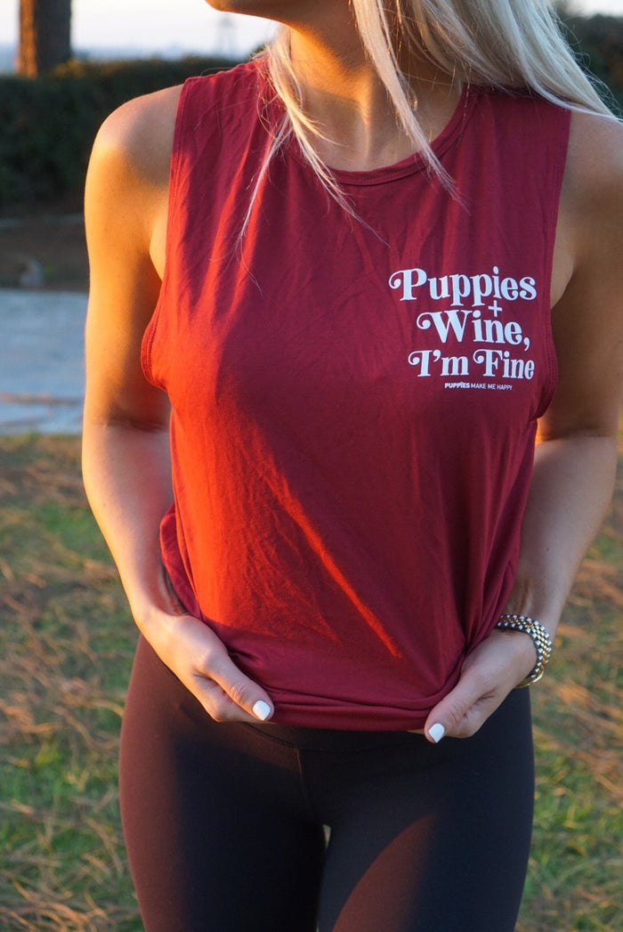 Puppies Wine & I'm Fine 2.0 Women's Sleeveless Tank