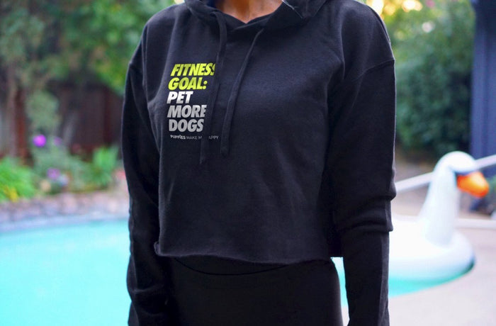 Fitness Goals: Pet More Dogs Crop Hoodie