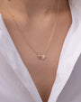 14K Gold Diamond Ribbed Evil Eye Necklace, photo 7
