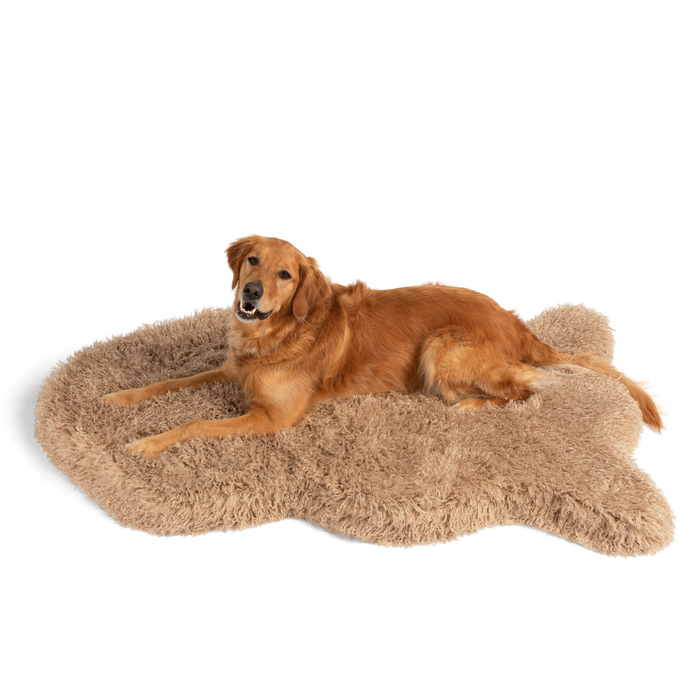 PupRug Luxe Faux Fur Orthopedic Dog Bed, Plush Sheep Tan